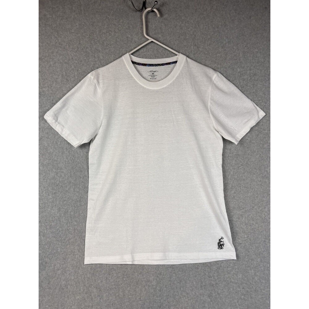 Ed Hardly Men's Medium Tee T Shirt Undershirts Crew Neck White Small Logo